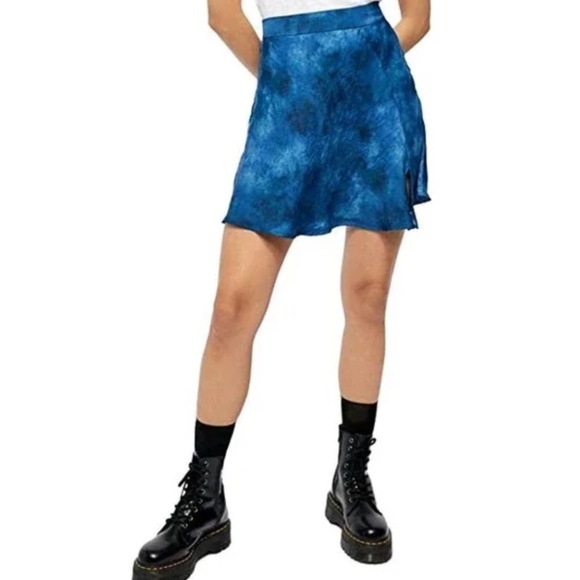 Free People Womens Martine Flirt Mini Skirt Blue Tie-Dyed Going Out Party A-Line - Picture 1 of 8